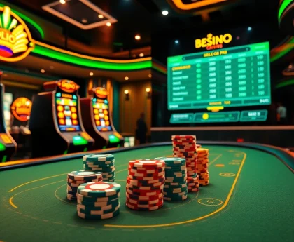 Experience the excitement of QQMacan with vibrant slot machines and betting interfaces in a luxurious casino.