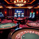 Experience the luxury of 8KBET with vibrant casino tables and high-stakes gaming.