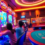 Players engaging in a thrilling bắn cá game in a vibrant casino atmosphere.