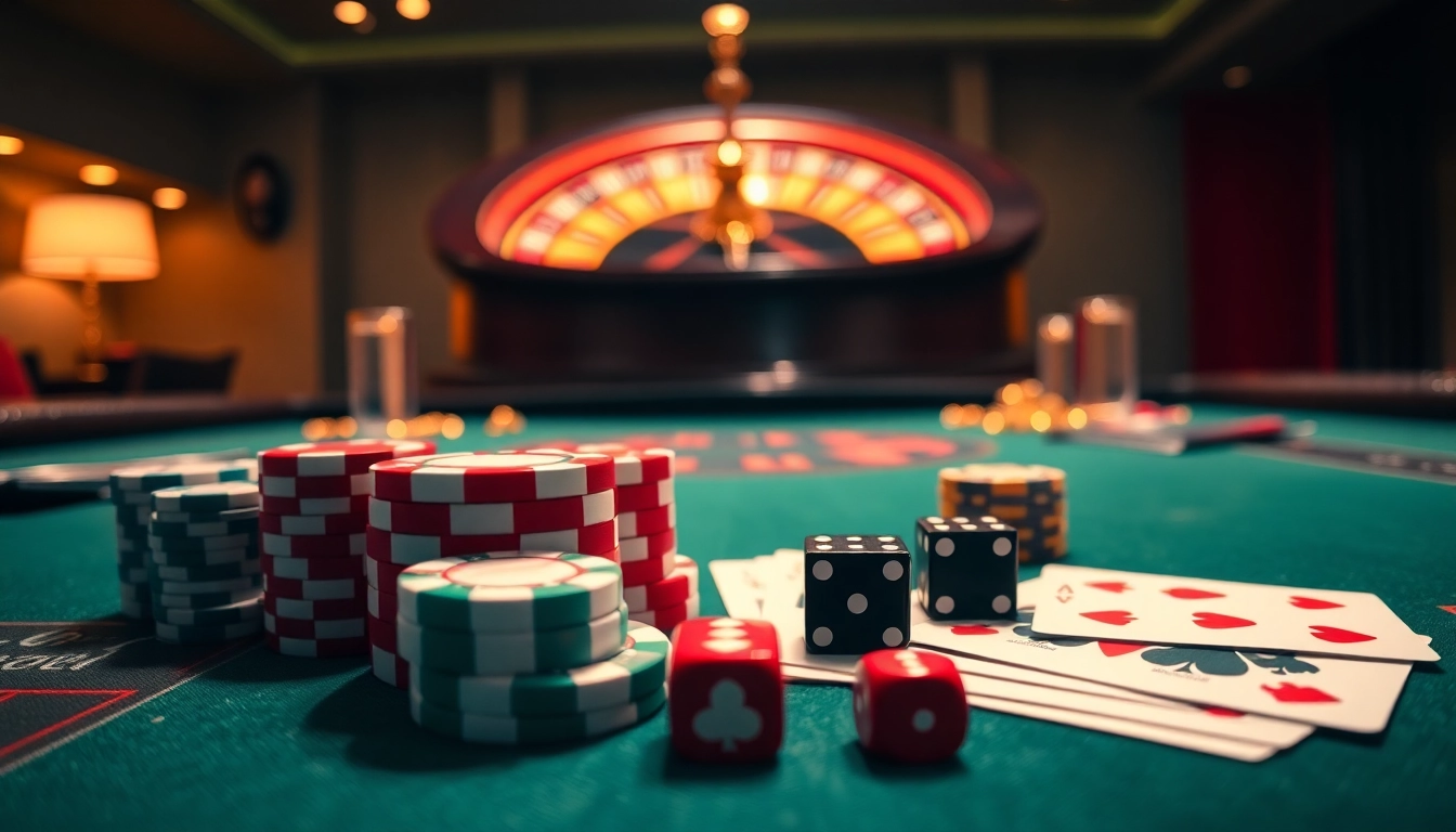 Experience the thrill of gaming at 6RWIN with vibrant cards, chips, and roulette wheel.