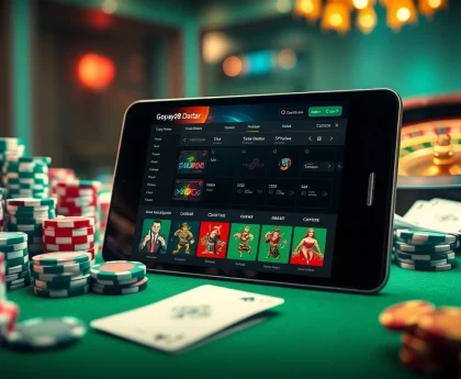 Play Gopay88 Daftar with vibrant casino elements and online gambling excitement.