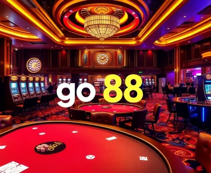 Experience the thrill of go 88 at a luxury casino with vibrant gaming tables and excited players.