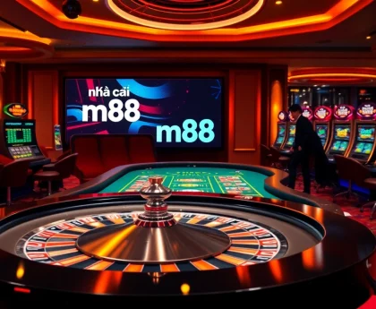 Players enjoying the excitement of gambling at nhà cái m88 with vibrant casino games and engaging atmosphere.