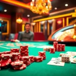 Thrilling casino experience at https://rr88co.net/ with poker chips and a roulette wheel amidst an elegant ambiance.