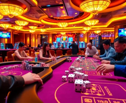 Experience thrilling gameplay at https://taixiumd5.world showcasing an exciting Tài Xỉu MD5 game in a luxurious casino environment.