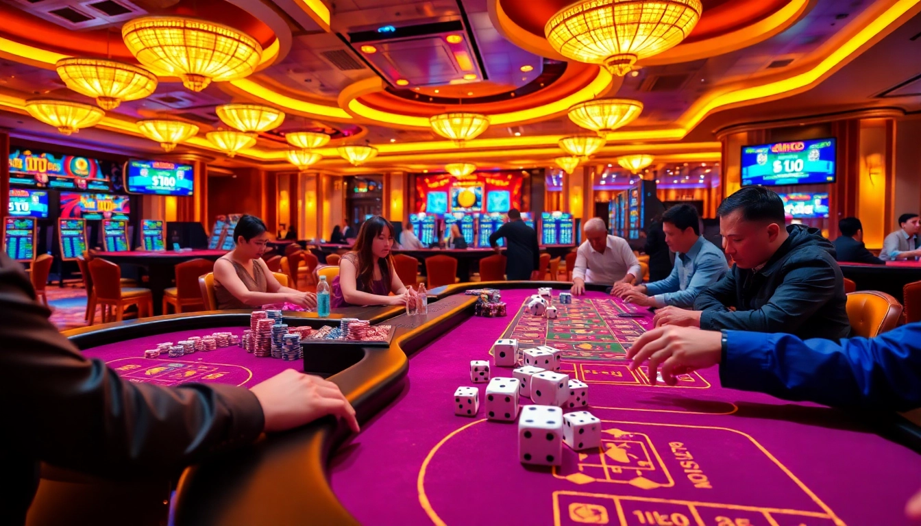 Experience thrilling gameplay at https://taixiumd5.world showcasing an exciting Tài Xỉu MD5 game in a luxurious casino environment.