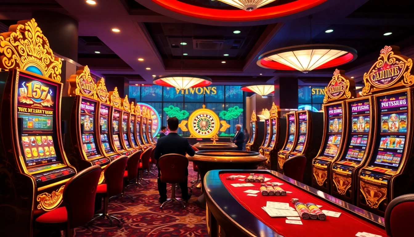 Experience situs slot gacor excitement at luxurious slot machines in a vibrant casino setting.