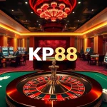 Experience KP88 excitement at a vibrant casino table with players, chips, and roulette.