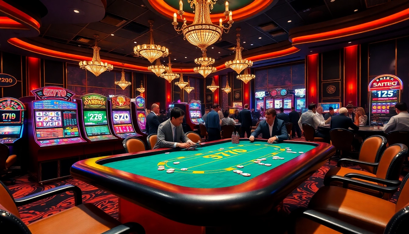 Exciting casino gameplay featuring 5Z777 poker chips and vibrant slot machines.