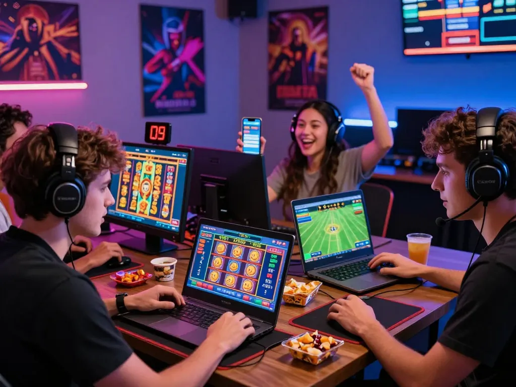 An engaging online gaming scene at https://luckywin.free/ where players enjoy dynamic casino games, creating a vibrant atmosphere.