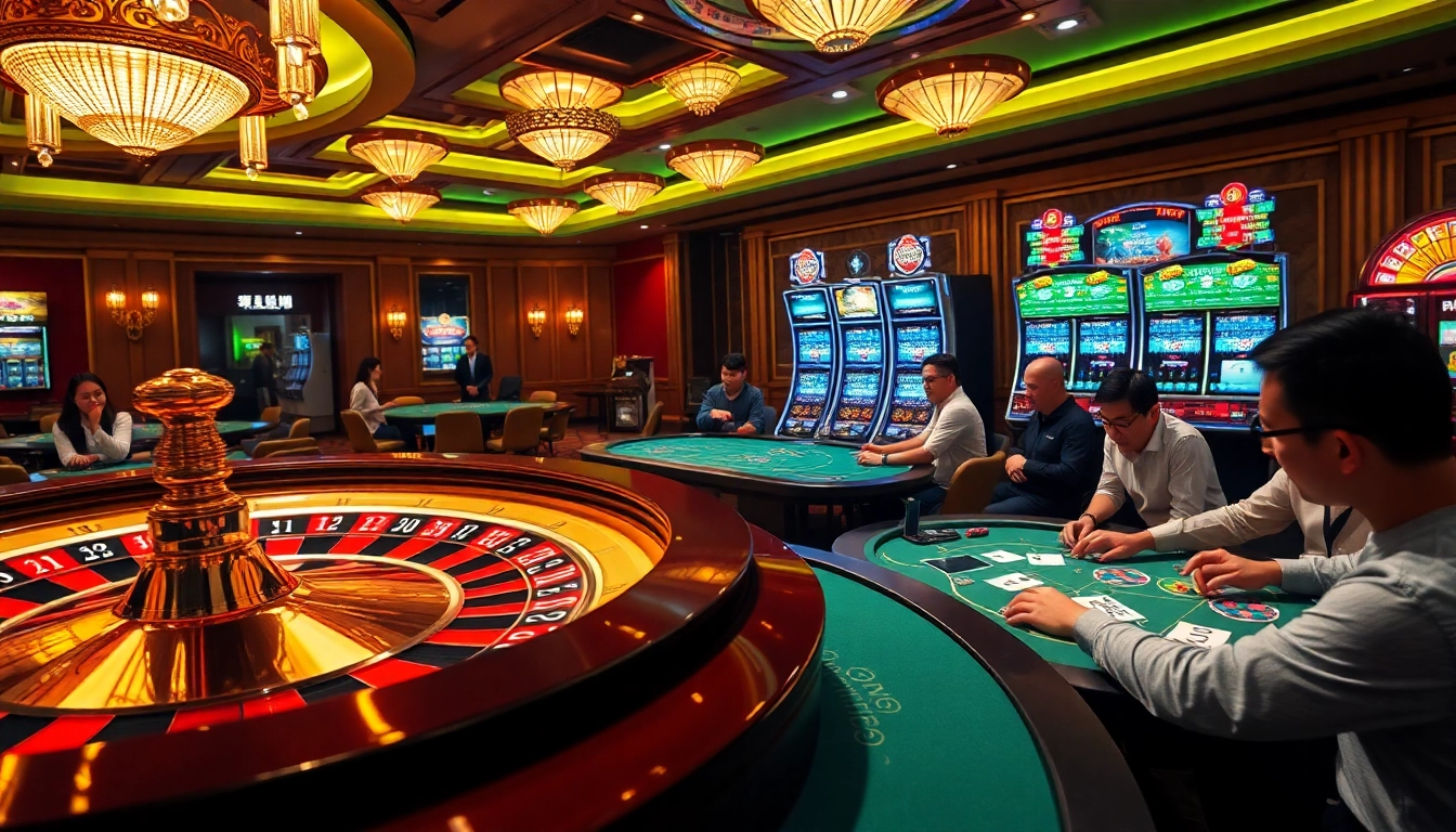 Experience the excitement of Pengeluaran Macau at a vibrant casino scene with roulette and poker.