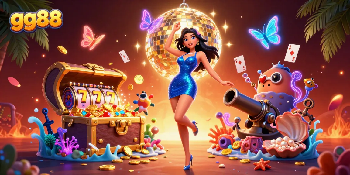Experience thrilling gaming moments at gg88 with vibrant visuals of slot reels and golden poker chips!