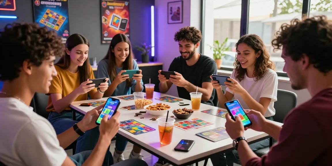 Engaging friends playing Card Rummy on mobile devices at https://cardrummyapp.com.pk/, enjoying snacks in lively gaming atmosphere.