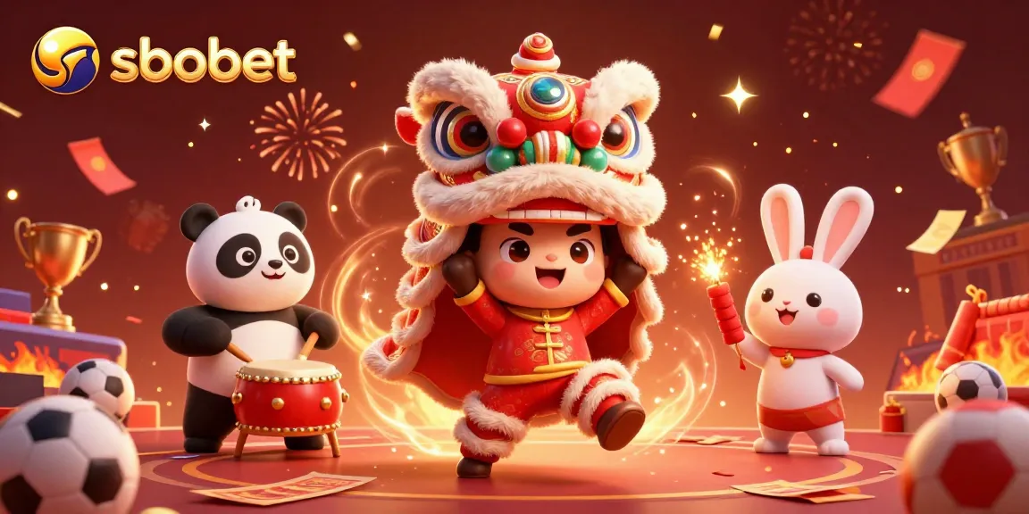Engage with sbobet for thrilling sports betting action featuring festive characters and vibrant decorations.
